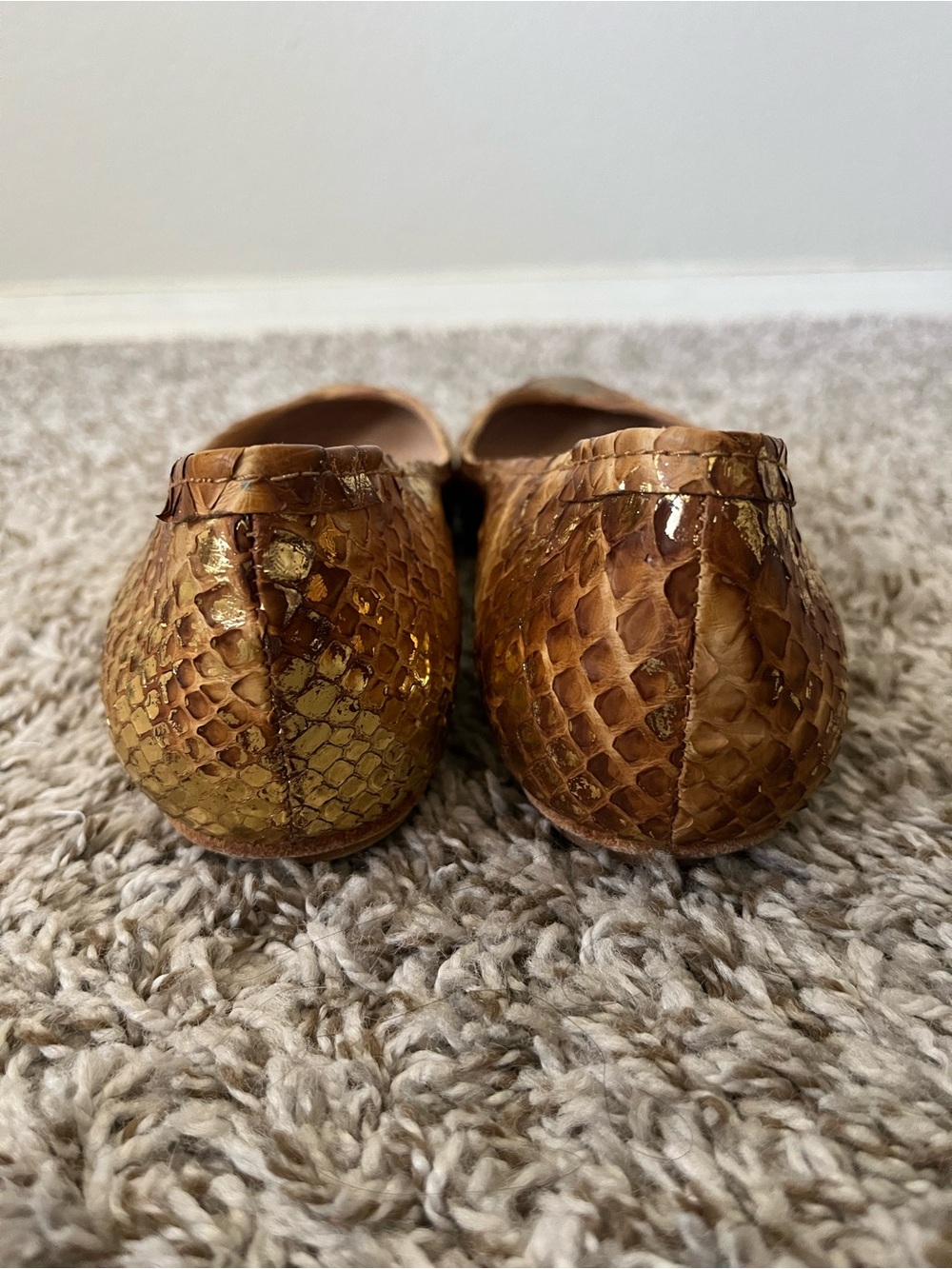 Pedro Garcia Gold & Brown Python Ivette Ballet Flats Women's Size 38/8 US - Picture 6 of 12